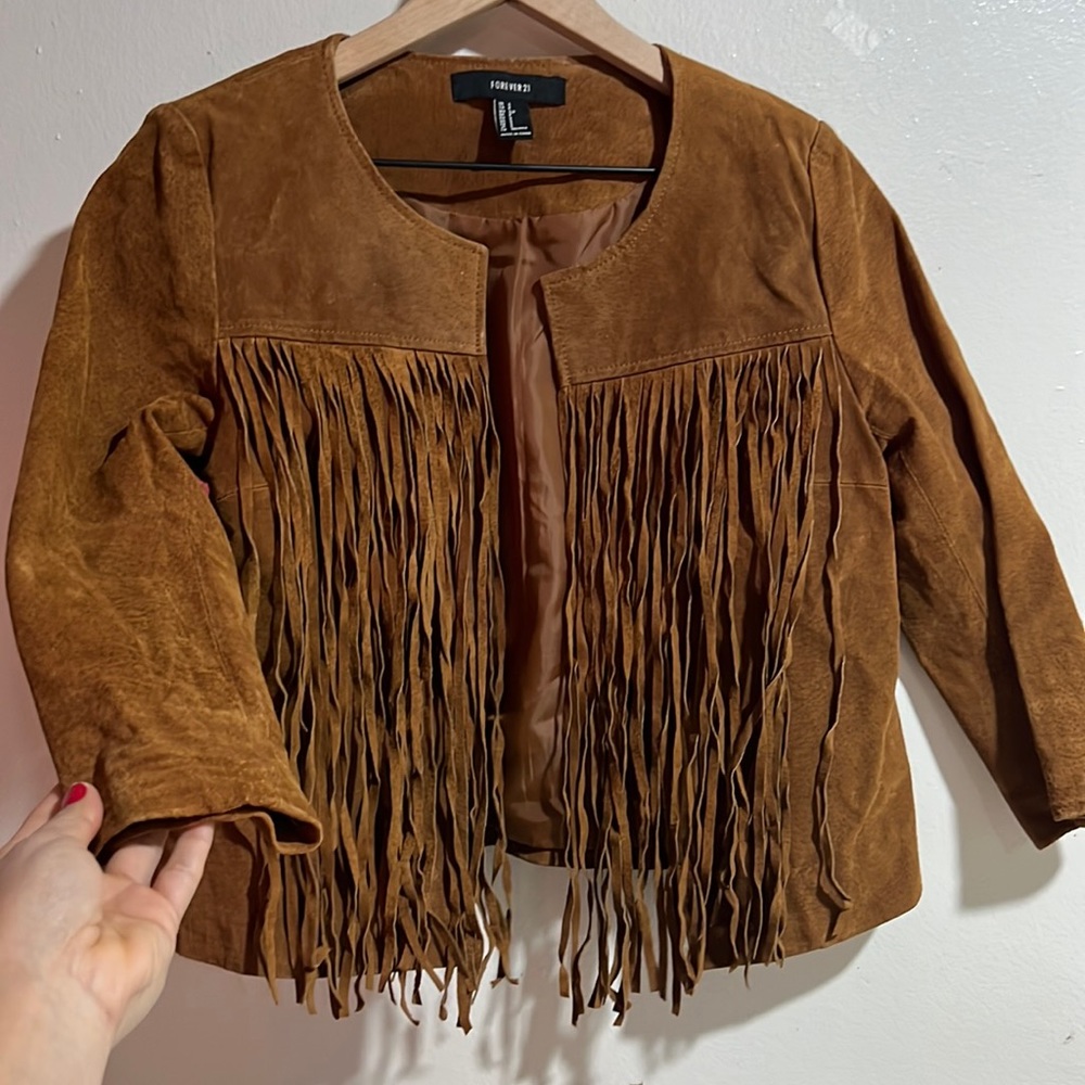 Forever 21 Brown Leather Jacket Boho Western Small